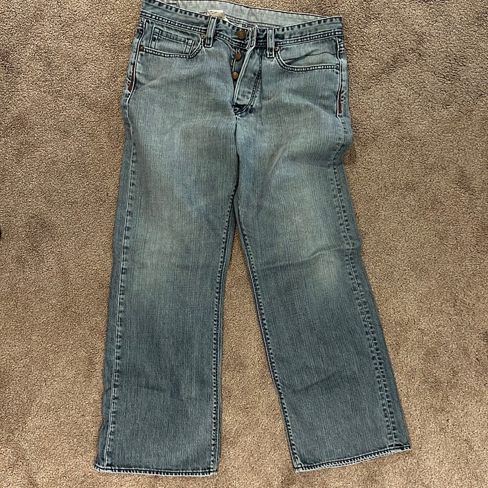 Vintage express X2 denim lavatory washed jean boot cut. Button fly zipper 32X30